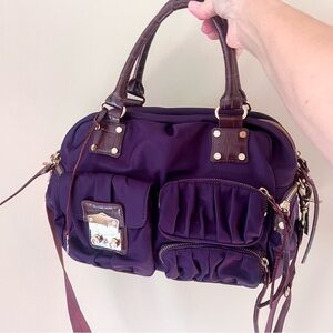 Gorgeous MZ Wallace plum nylon Clara satchel with leather trim & brass h…